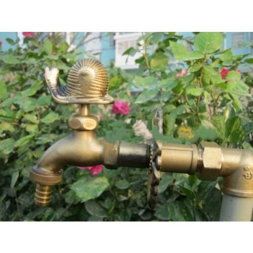 Decorative outdoor faucet rural animal shape garden Bibcock with antique bronze snail tap for washing machine