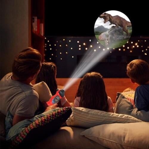 Baby Sleeping LED Dinosaur Projector Lamp 24 Patterns Flashlight Projector Lamp Toys Light-up Rotary Educational Toy for Kids