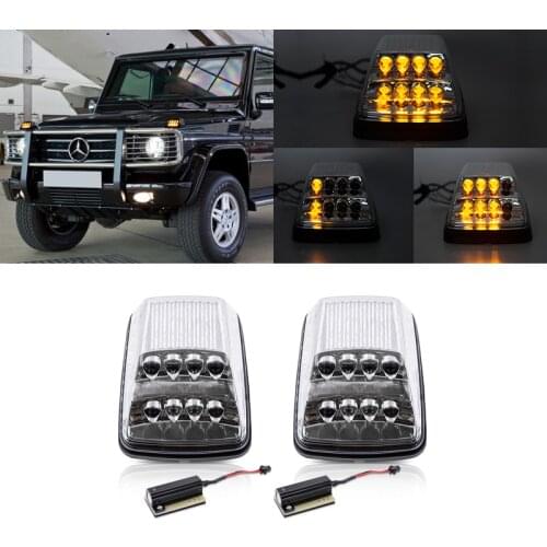 For Benz W463 1990-2018 G500 G550 G55 AMG Error Free Dynamic Amber Led Side Marker Lights White Led Running Position Lamp