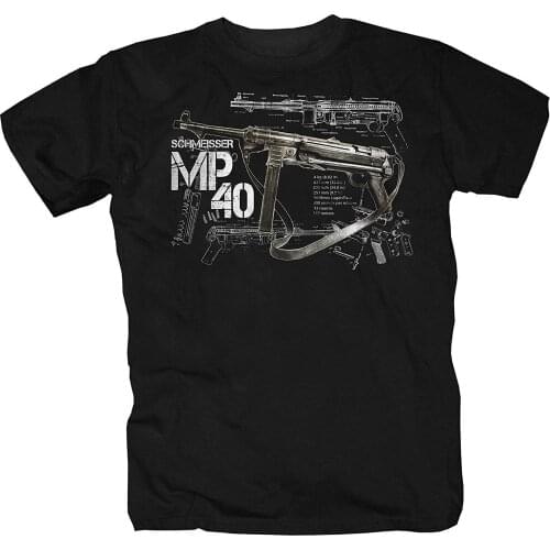 Male Harajuku Top Fitness Brand Clothing Shirt T-Shirt Mp40 Armee Soldaten Gewehr Fun Kult Shooter Bund Cotton O-Neck T Shirt