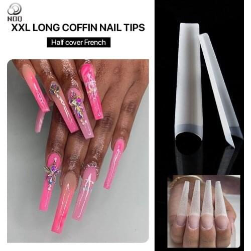 600 XXL Coffin Nail Tips Half Cover Extra Long Acrylic False Nails Manicure Press On Tip Nail Extension Gel Nail Mold Dual Forms