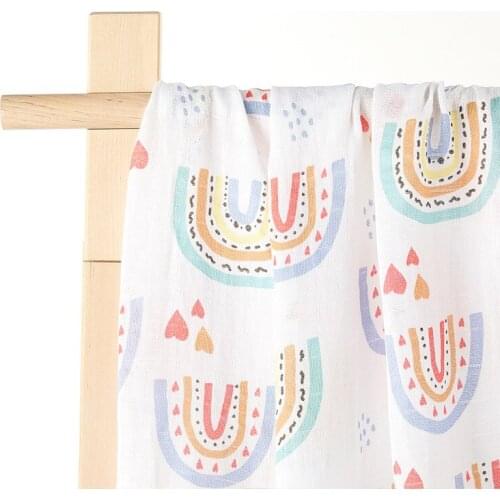 Cotton Soft Baby Swaddle Muslin Wrap Rainbow Infant Baby Bedding Muslin Swaddle Wrap Newborn Blankets Gauze Bath Towel 120x110CM