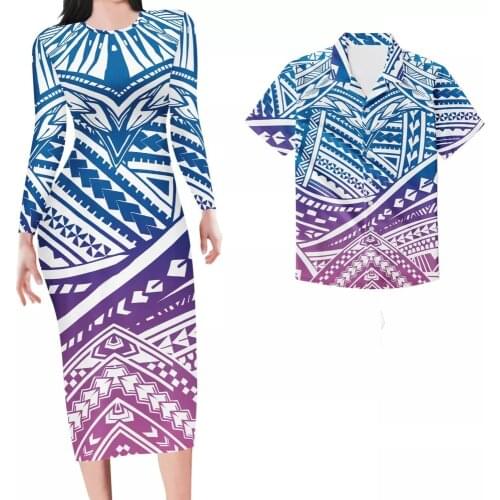 HYCOOL Wholesale 5xl Couple Clothing Autumn Women Long Sleeve Bodycon Dresses Gradient Polynesian Striped Sexy Tight Party Dress