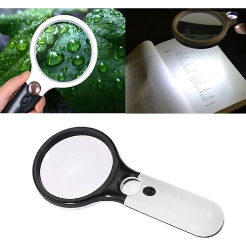 Mini Pocket Microscope Magnifier 45X 3 LED Light Handheld Reading Magnifier Magnifying Glass Lens Jewelry Loupe Shellhard