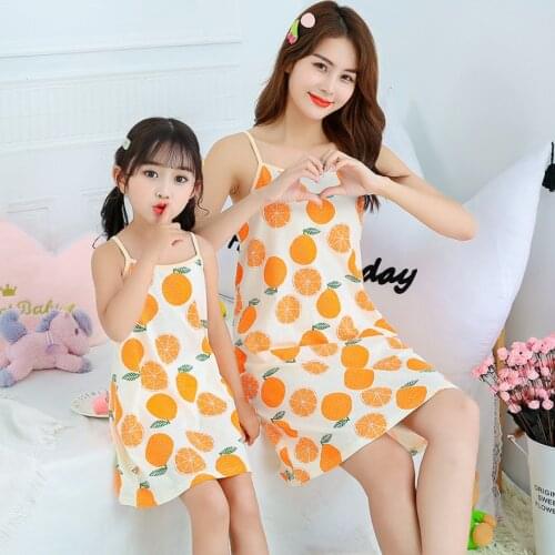 Summer Girls Nightgown Pajamas kids Short sleeved nightdress cute 100% cotton child baby sleeping dress Size 8 10 12 14 16 Years