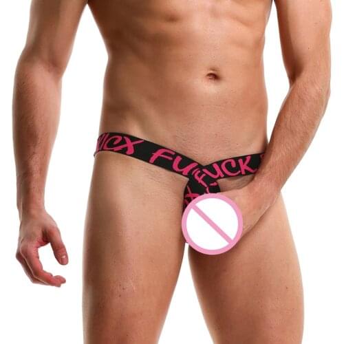 Men Thong G-string Hot Erotic Lingerie Crotchless Panties Cock Ring Underwear Jockstrap Open Butt Thongs Tangas Bikini Plus Size