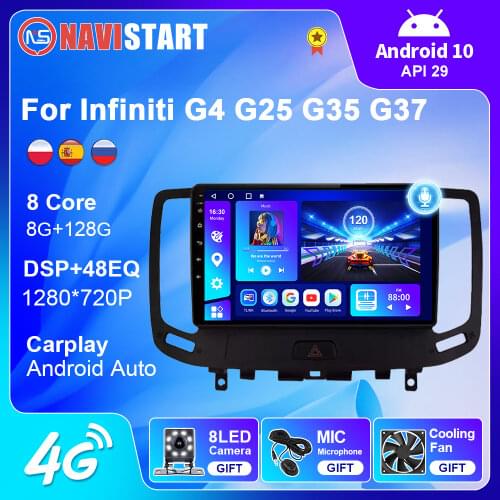 Android 10 For Infiniti G4 G25 G35 G37 2006-2013 Multimedia Player GPS Navigation Stereo BT Car Radio BT 4G WiFi No DVD Player