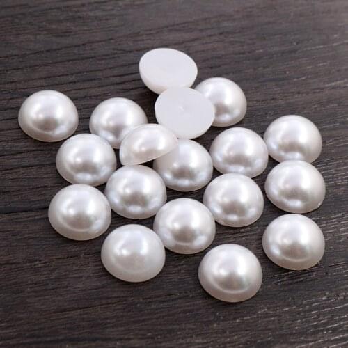 New Fashion 40pcs 12mm White Color Flat Back Resin flower Cabochons Cameo G7-13