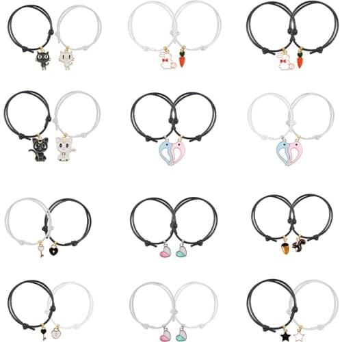 2020 New Fashion Heart-shaped Bracelet Rabbit Carrot Star Pendant Leather Rope Bracelet Friendship Jewelry Neutral Jewelry Gift