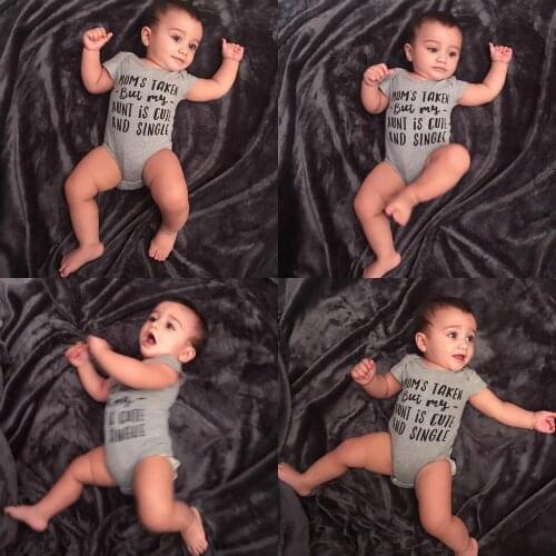New Casual Newborn Infant Baby Girls Boys Moms Taken But My AUNT Is Cute and Single Print Bodysuit Jumpsuit