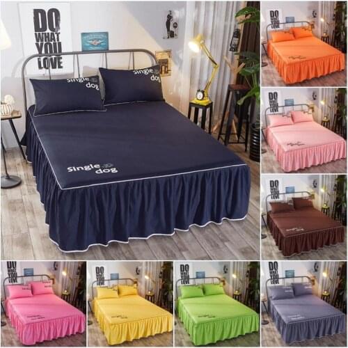 10 Bed Skirt Solid Bed Sheets ST02 Mattress Cover Bedding Sets Decor Protector Elastic Band Bedspread Pillowcases Home Textile
