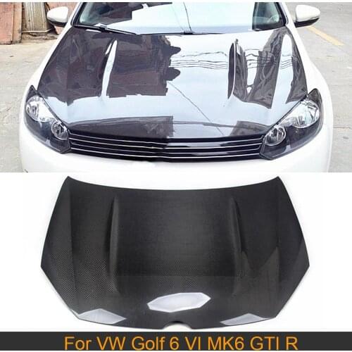 Car Front Engine Hood Cover for Volkswagen VW Golf 6 VI MK6 GTI R 2010-2013 Car Front Engine Hood Bonnet Cover Trim Carbon Fiber