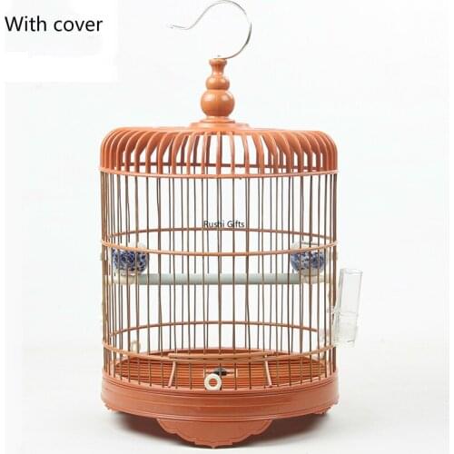With Cover Plastic Bird Cage for Small Bird Tit Bamboo Bird Cages House Outdoor Hanging Decoration Hanging Shells Bird Nest Bed