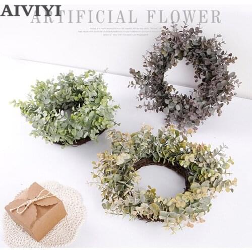 Plastic eucalyptus ring home bedroom decor garden party decoration artificial plants living room desk christmas decorations