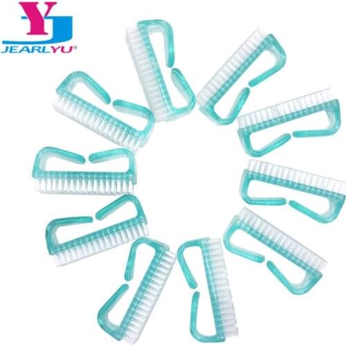 20Pcs/lot Nail Brush Dust Cleaning Hand Nail Scrubbing Acrylic Brush Cleaner Nail UV Gel Remover Pedicure Soft Plastic Green Art