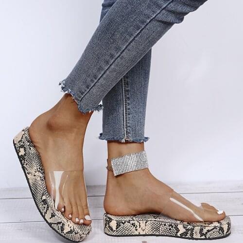 Summer Women Leopard print Slippers Soft Comfortable Slides Beach flip-flops Outdoor Sandals Transparent Shoes Snakeskin Slides