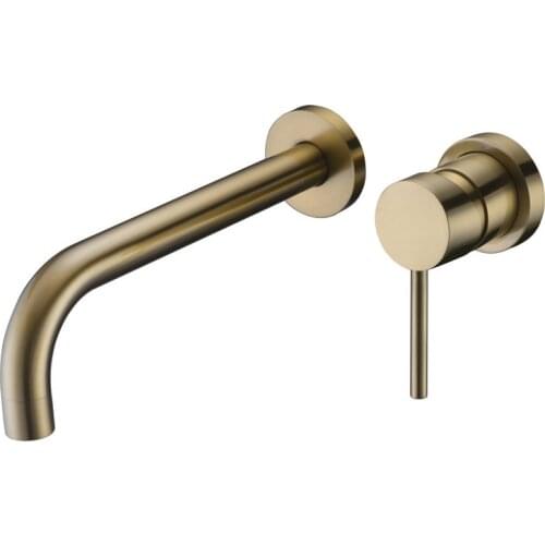 Gold color Basin Faucets Wall Mounted Brass Bathroom Sink single handle Basin Mixer Antique Bathroom Faucets
