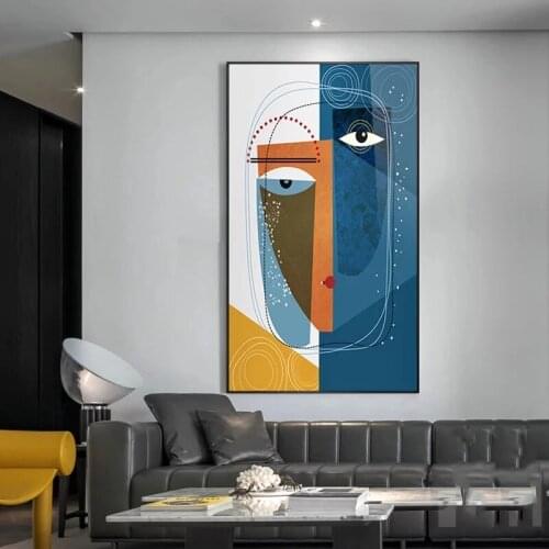 Modern Abstract Character Body Face Line Painting Stitching Canvas Print Mural Living Room Bedroom Home Decoration