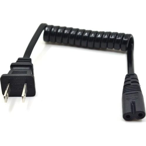 Retractable JP US NEMA 1-15P 2PIN Plug To IEC 320 C7 AC Short Portable Spring Cord 2 Prong C7 20cm PU Power cable 10-30cm