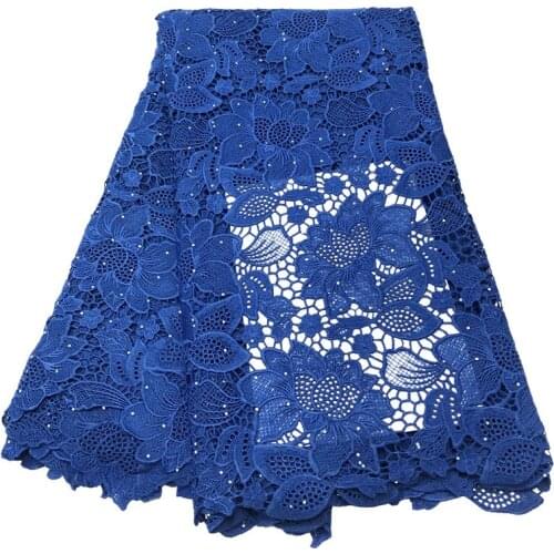 High Quality 2021 Royal blue African Lace Swiss Cotton Lace Fabric With Hole Nigerian water soluble Lace In Switzerland
