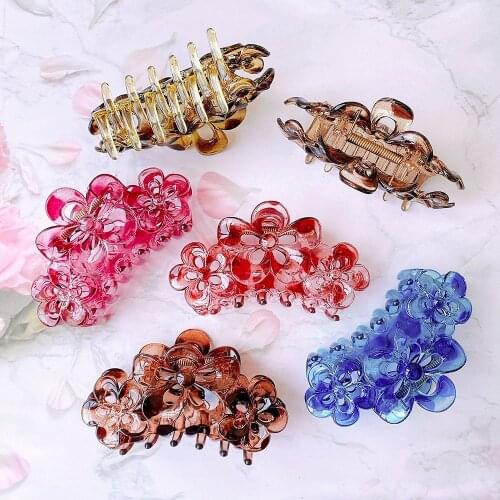 Large Vintage Hair Clips for Women Acrylic Elegant geometry Flowers Solid Crab for Hair Claw Simple Hair Accessories Ornaments