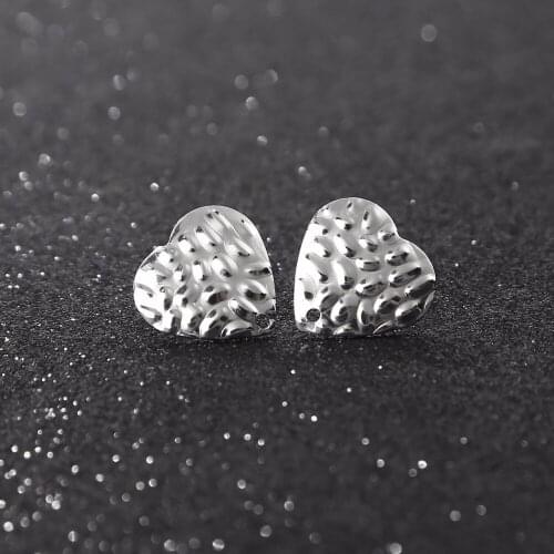 10PCS/Lot Women jewelry Stud Earrings 8mm Round heart square loop hole Gold/Silver color Stainless steel wholesale