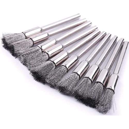 10pcs Steel Wire Wheel Brush Buff Buffing Rotary Polishing Drill Bit For Dremel