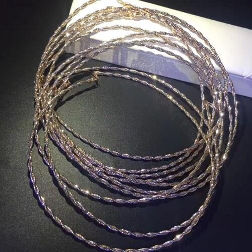 100% real 925 sterling silver twist necklace multi color chokers necklace 2.5MM 16inch 18 inch fine women jewelry free shipping