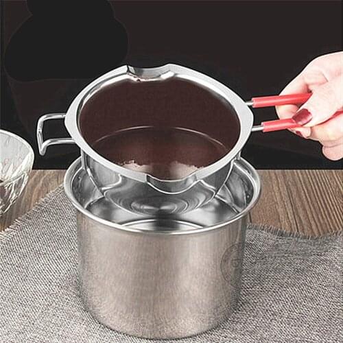 2PCS Chocolate Melting Pot Cheese Melting Pan Handheld Anti-Scald Butter Melting Pot with Silicone Handle Baking Accessories