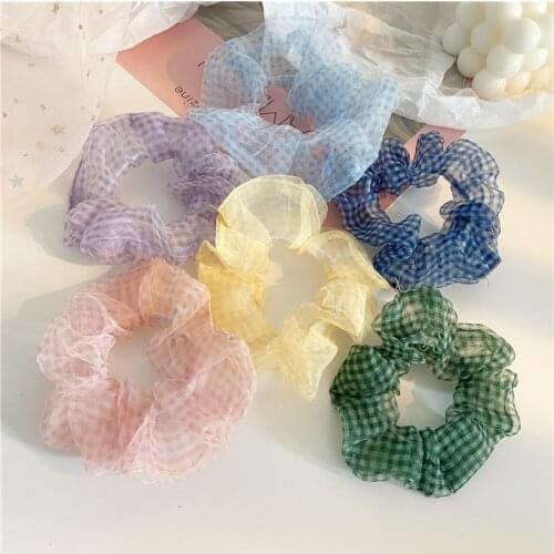 2020 Silky Hair Scrunchie Women Girl Hair Bands Super Fairy Organza Large Intestine Ponytail Hair Tie Rope Accessories