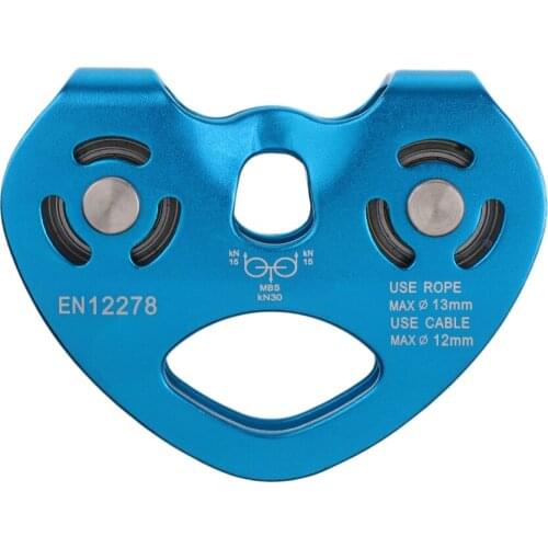 30KN Mountaineering Climbing Hauling Zip Line Cable Trolley Dual Pulle-By CE