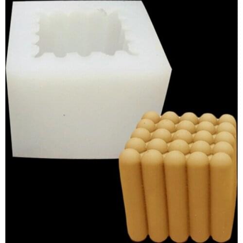 3D Geometric Cylinder Candle Mold Silicone Soap Fondant Cake Chocolate Mould