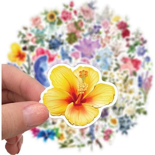 50Pcs/Bag Aesthetic Sticker Water-proof High-definition Printing PVC Versatile Flower Pattern Fridge Magnet Notebook Sticker