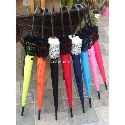 50pcs Sunny and Rainy Umbrellas Pagoda Umbrellas Long-handle Lace Golf Fancy Umbrella Lady Parasols Free Shipping