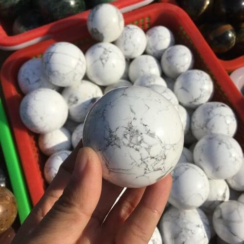 60mm Natural quartz mineral crystals white turquoise howlite stone cristales crystal sphere 1pc healing stones decoration