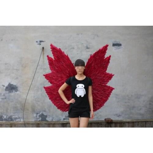 Burgundy angel wings Feather DIY series performance shooting cosplay props Night Fancy Dress Costume Halloween Event Supplies