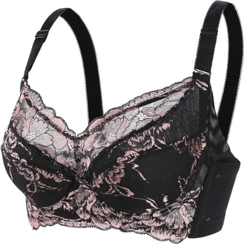 Womens Sheer Lace Full Figure Unlined Minimizer Bra 34 36 38 40 42 44 46 48 B C D E F G H