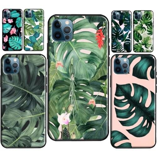 Monstera Flower Tropical Green Leaves Case For iPhone 12 Pro Max mini XR X XS 6S 7 8 Plus SE 2020 For iPhone 11 Pro Max Coque