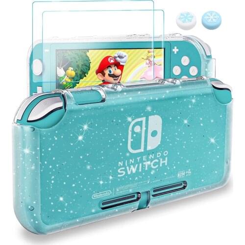 NS Switch Lite Glitter Bling Soft TPU Cover Protective Housing Shell Case with 2 Pack Screen Glass Film For Nintendo Switch Lite