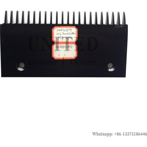 Escalator Black Aluminum Comb Plate SMR313609 SMR318765 L202.9mm W107mm Hole Space 145mm 22Teeth LEFT
