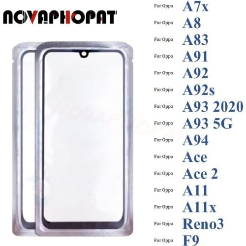 Black Digitizer LCD Sensor Glass Panel For Oppo A7x F9 A8 A11 A11X A83 A91 Reno 3 Touch Screen Glass lens + With OCA Film