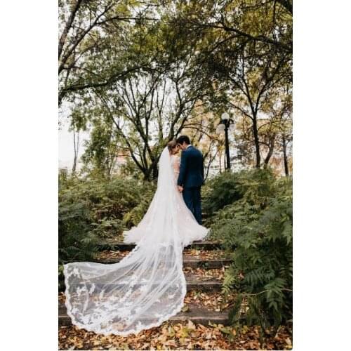 Cathedral Lace Long Veil Fashion White or Ivory Bridal Wedding Lace Veil Single Veil Wedding Accessories