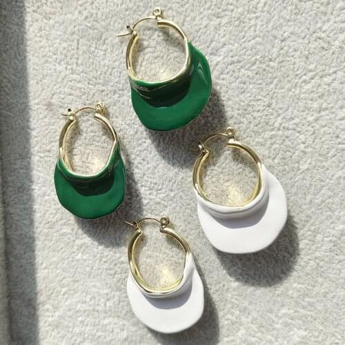 Dvacaman 2021 New Colorful Dripping oil Enamel Irregular Hoop Earrings Gold Metal For Women Girls Party Trendy Jewelry Wholesale