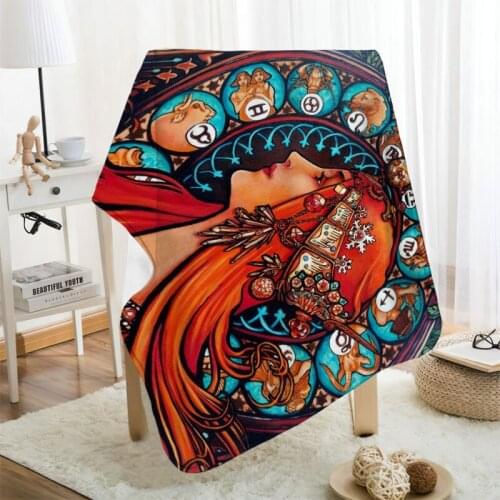 Musife Custom Alphonse Mucha Flannel Blanket Design Your own Blanket Flannel Blankets for Sofa DIY Dropshipping