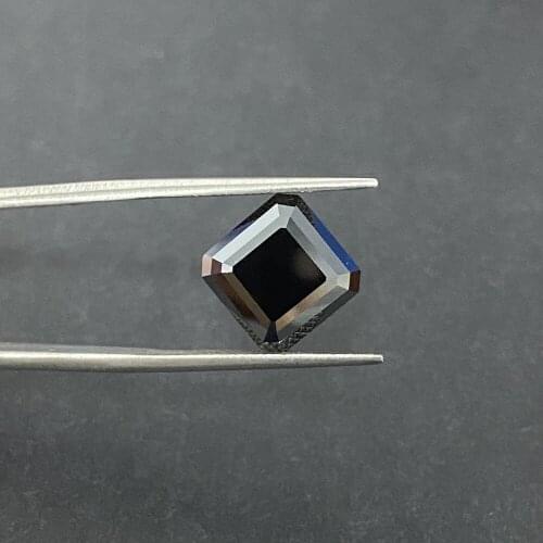 GRA Asscher Cut 6x6mm 1 Carat Square Black Moissanite for Men Jewelry Making