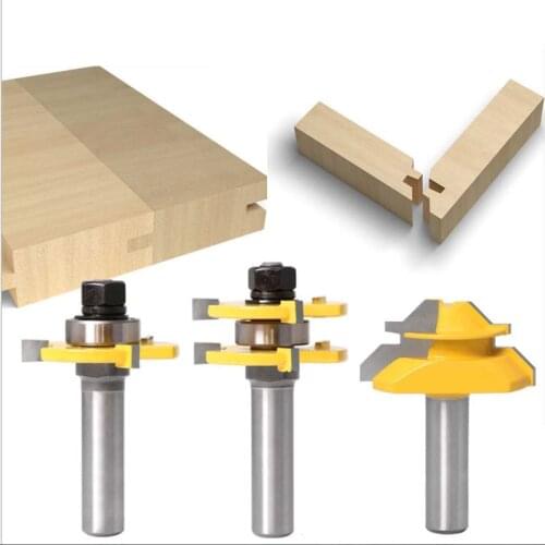 3-piece 45 degree tenon joint cutter + 3-tooth T-type tenon joint cutter plate cutter floor cutter tenon joint cutter tenon mill