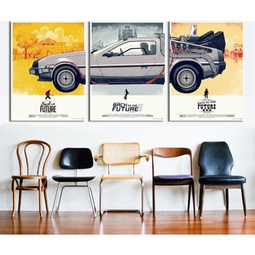 Movie Poster Back To The Future Car Poster Art Paintings Canvas Poster Print Pictures for Home Decor Cuadros No Frame