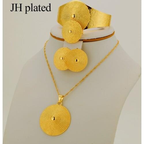 Jewelry Sets Gifts for Woman Fashion African Dubai Gold Color Jewelry Set French necklace earrings bridal collares jewellery