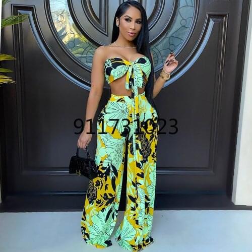 Two Piece Set Africa Clothes 2021 Summer African New Dashiki Fashion Flowers Suit Top And Pant Trousers Party For Women Outfits