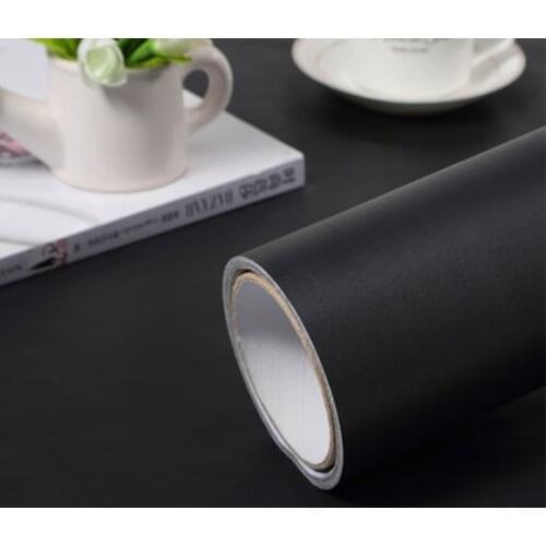 Matt Black Wallpaper in Roll for Bedroom Furnitures Renovation PVC Self Adhesive Wall Stickers Decorative Sticky Paper Decals